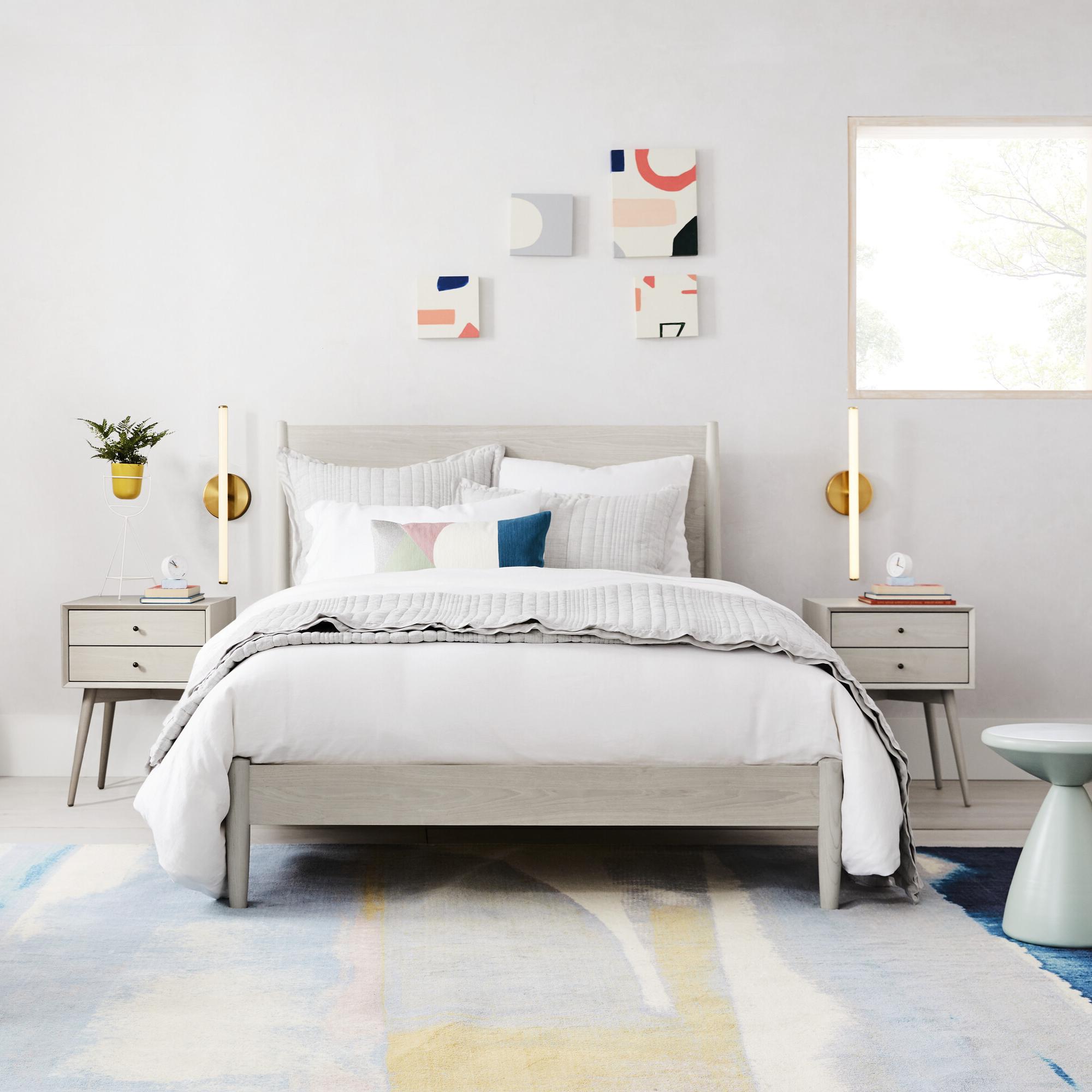 West elm mid century bed pebble discount